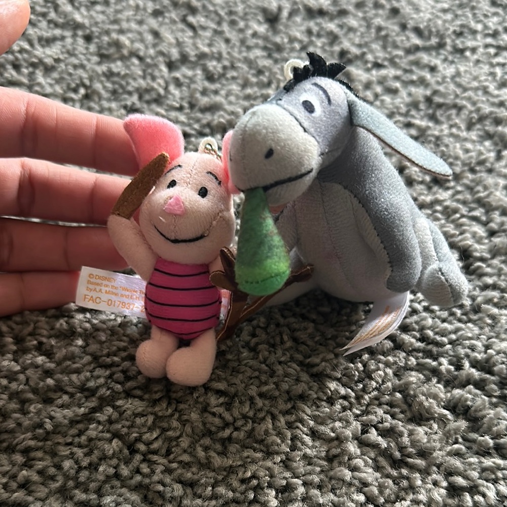 Disney Piglet and Eeyore Plush Keychains